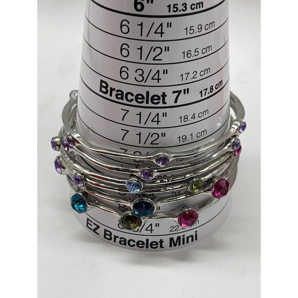 Macy’s 6 Piece Bangle Set Multi Color Stone Bracelets New - Picture 7 of 7